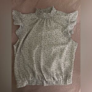 Express printed smocked mock neck banded waist top size s rarely worn